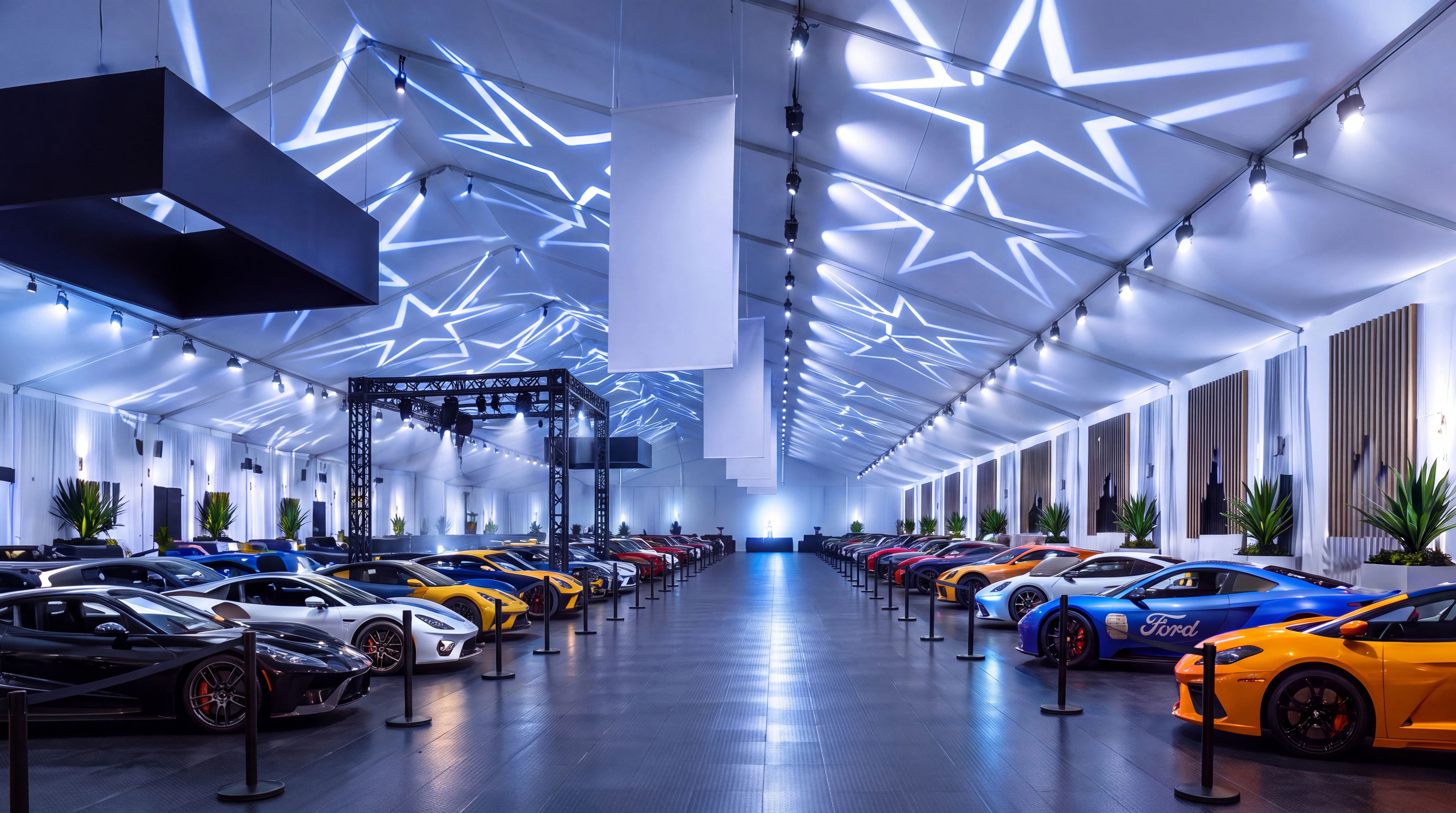 Barrett-Jackson car showcase / Cool blue lighting concept / original proposal visualization