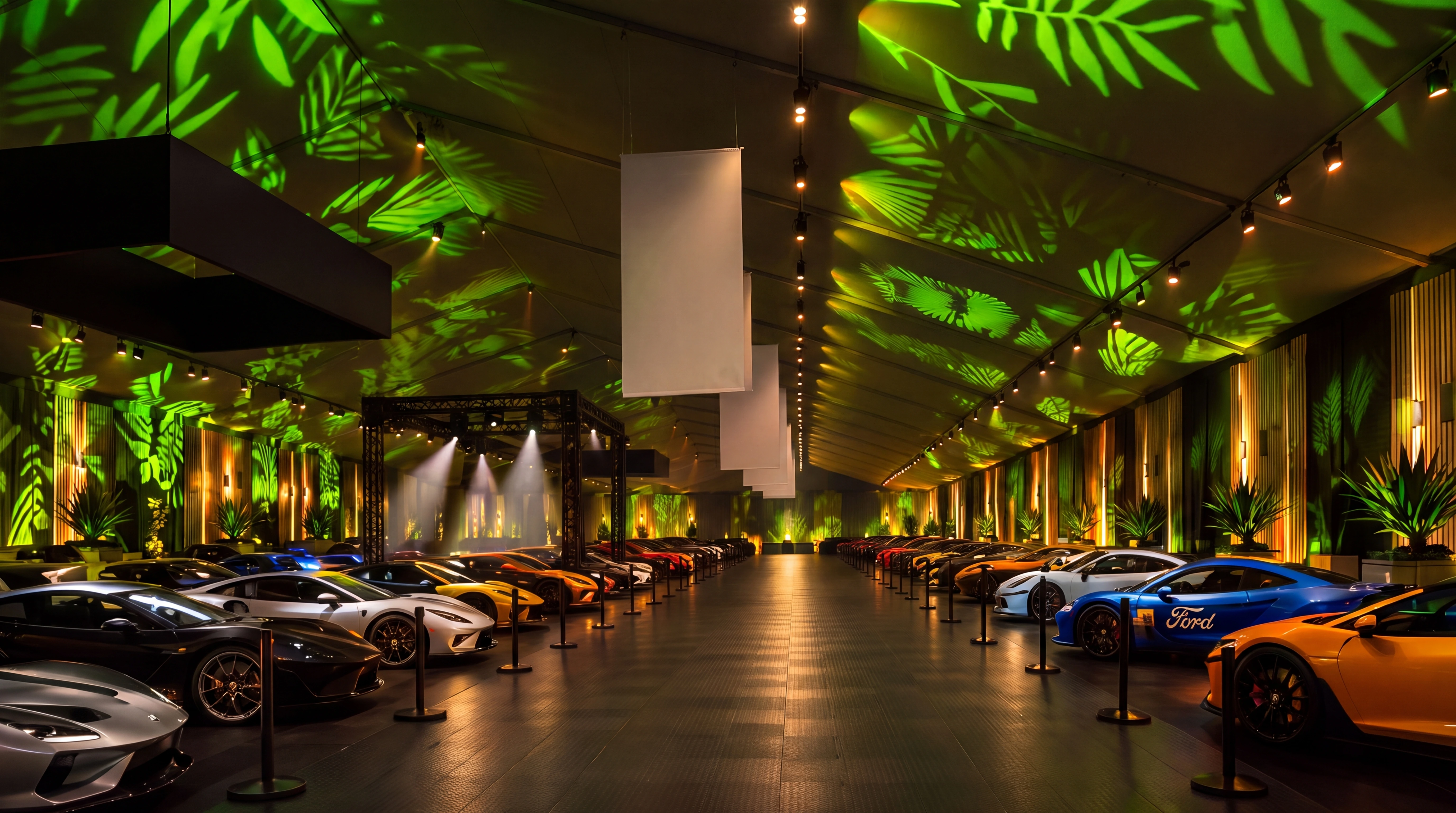 Barrett-Jackson car showcase / Foliage lighting concept / original proposal visualization