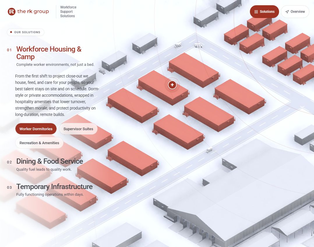 Actual interface / Worker dormitories selected in the scene